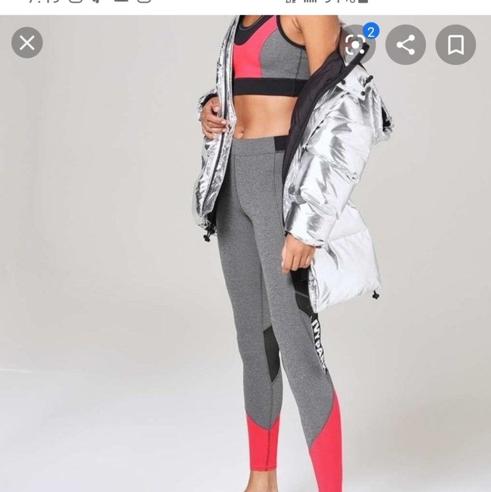 Ivy Park leggings & sports bra set gray & neon